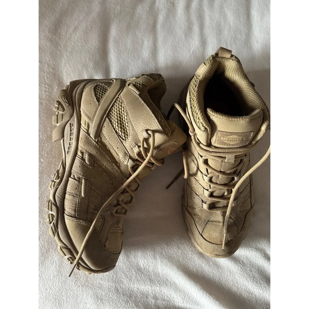 Merrell Moab 2 Tactical Mid Waterproof Boot Mens 8.5 Coyote J15849 Vibram Hiking
